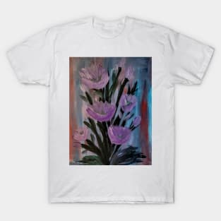 Some abstract purple lillys flowers grow wild T-Shirt